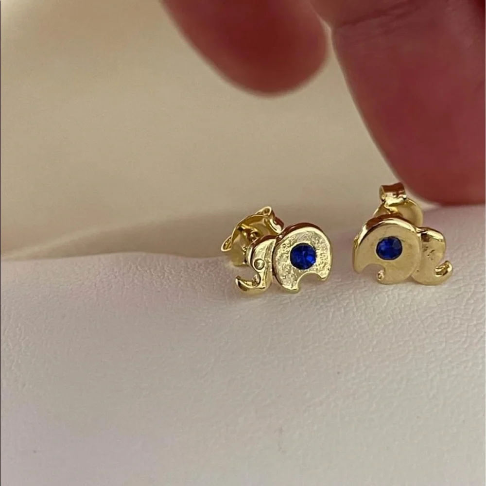 18k Gold Filled CZ Elephant Stud Earrings